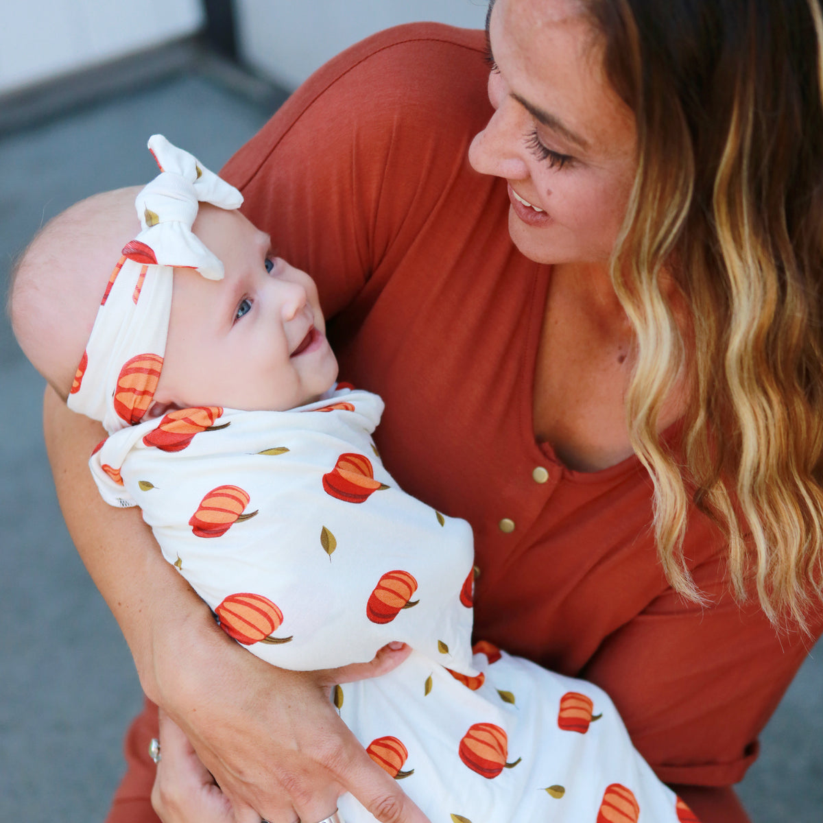 milkmaid goods pumpkin baby swaddle