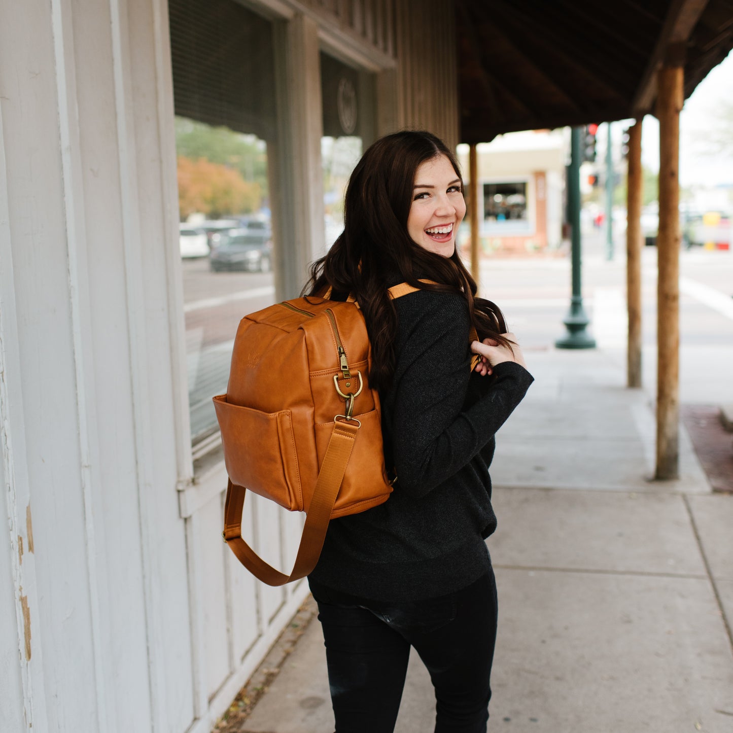 brooklyn leather backpack Brooklyn Backpack in Cognac with Hattie Interior – Milkmaid Goods