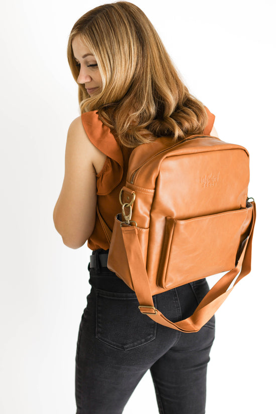 Brooklyn Backpack in Cognac with Wells Interior