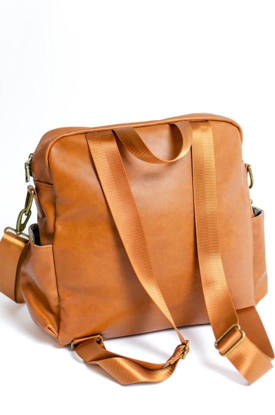 Load image into Gallery viewer, Brooklyn Backpack in Cognac with Oliver Interior
