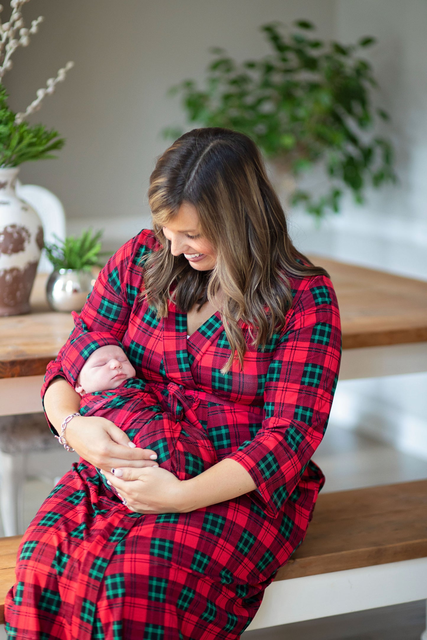 newborn plaid christmas dress Christmas Plaid Swaddle and Hat Set – Milkmaid Goods