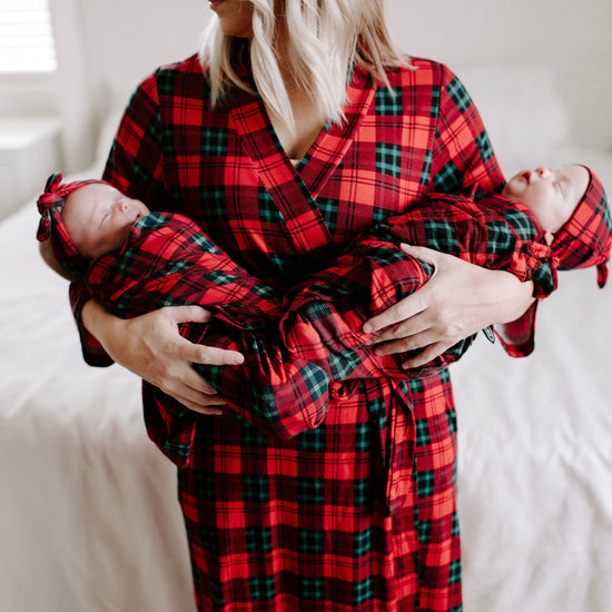 Load image into Gallery viewer, Christmas Plaid Milkmaid Robe
