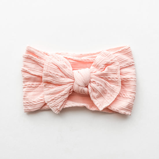 Cable Knit Bow - Light Pink